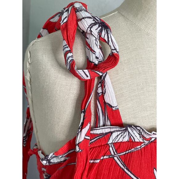 Jason Wu Collective Floral Midi Dress Tie Straps Slit - Picture 10 of 14